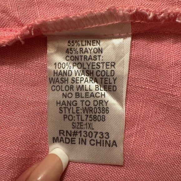 Umgee Blouse Womens 1XL Short Sleeve Pink Frayed Ruffled Cheetah Top Boho.   C42 - Picture 11 of 13